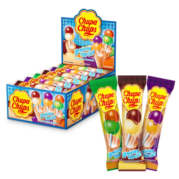 Карамель Chupa Chups двойная порция ассорти 16,8 г, 24 штуки