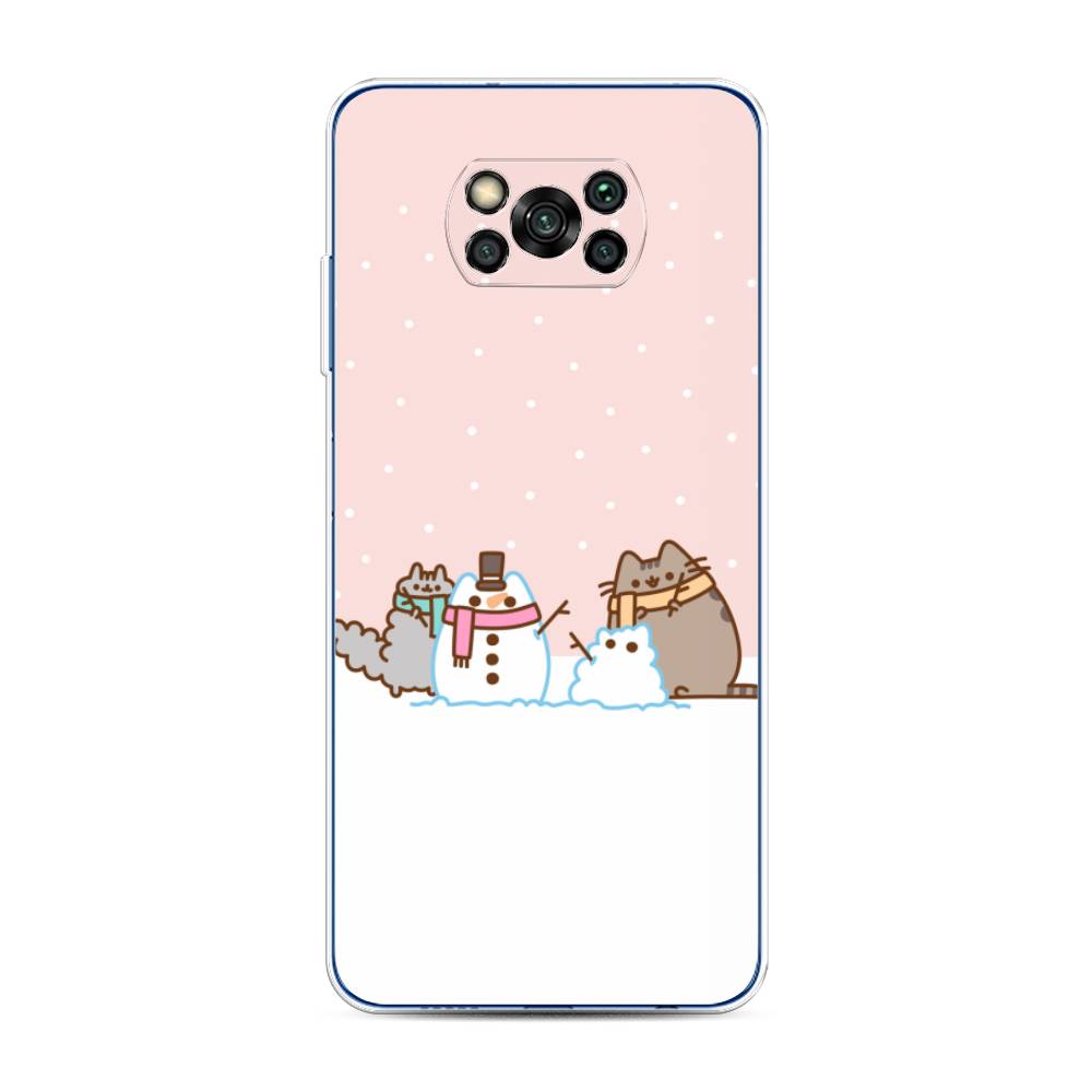 

Чехол на Xiaomi Poco X3/Poco X3 Pro "Котики в снегу", Розовый;белый;серый, 39250-5