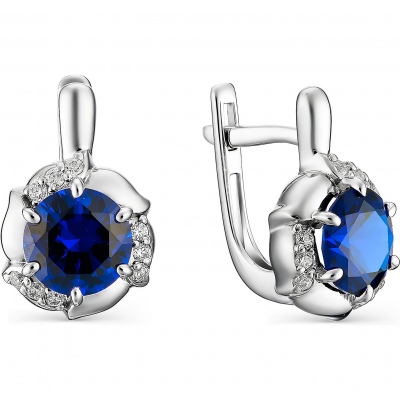 

Серьги с сапфирами и фианитами из серебра Алкор серебро 02-1342_00ШС-00, 02-1342_00ШС-00