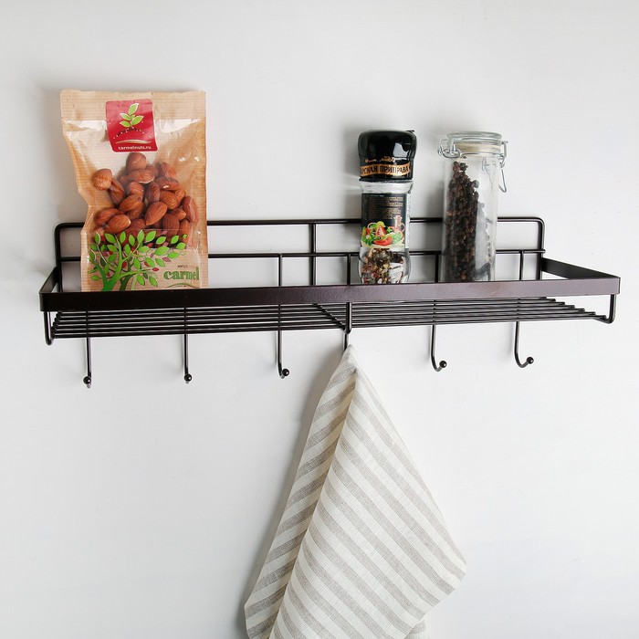 

Доляна с крючками, 40,4х13,3х12,5 см, коричневая, с крючками, 40,4х13,3х12,5 см, коричневая