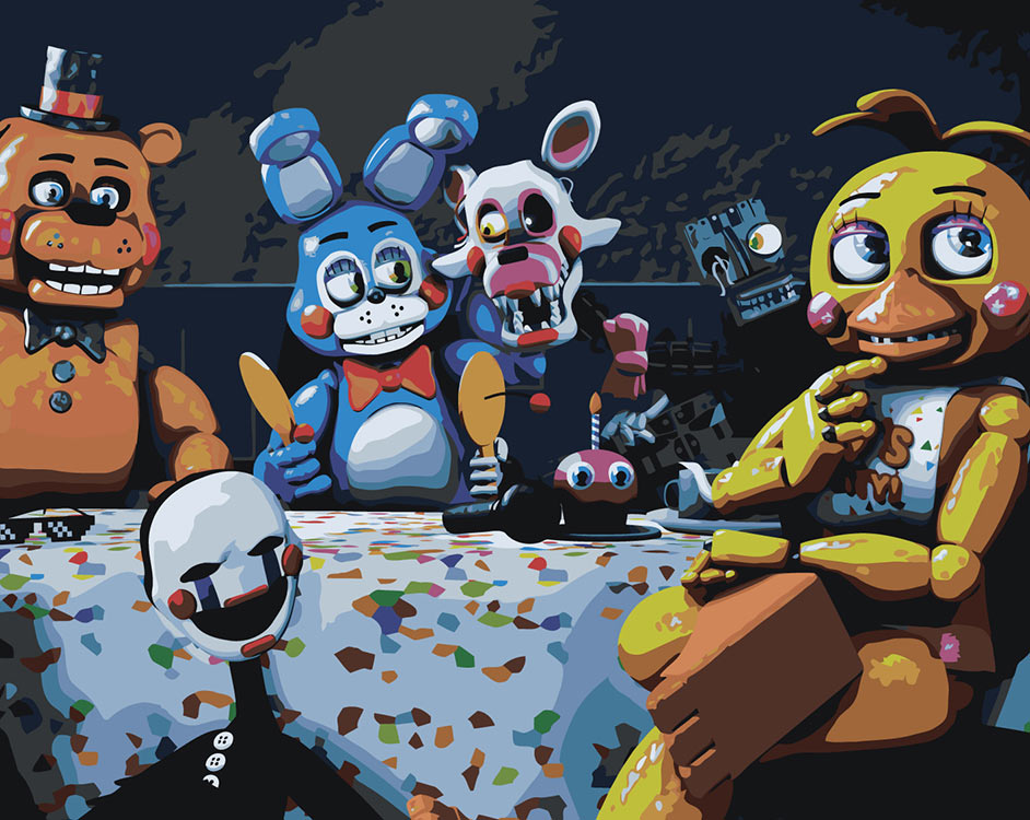 

Картина по номерам Цветное Фнаф Five nights at Freddy's Аниматроники