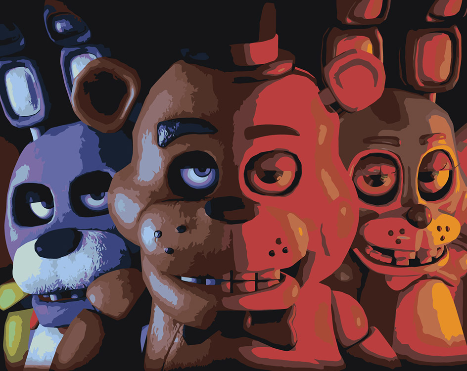 

Картина по номерам Цветное Фнаф Five nights at Freddy's Аниматроники