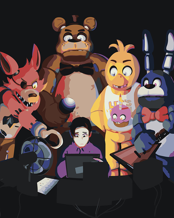 

Картина по номерам Цветное Фнаф Five nights at Freddy's Аниматроники