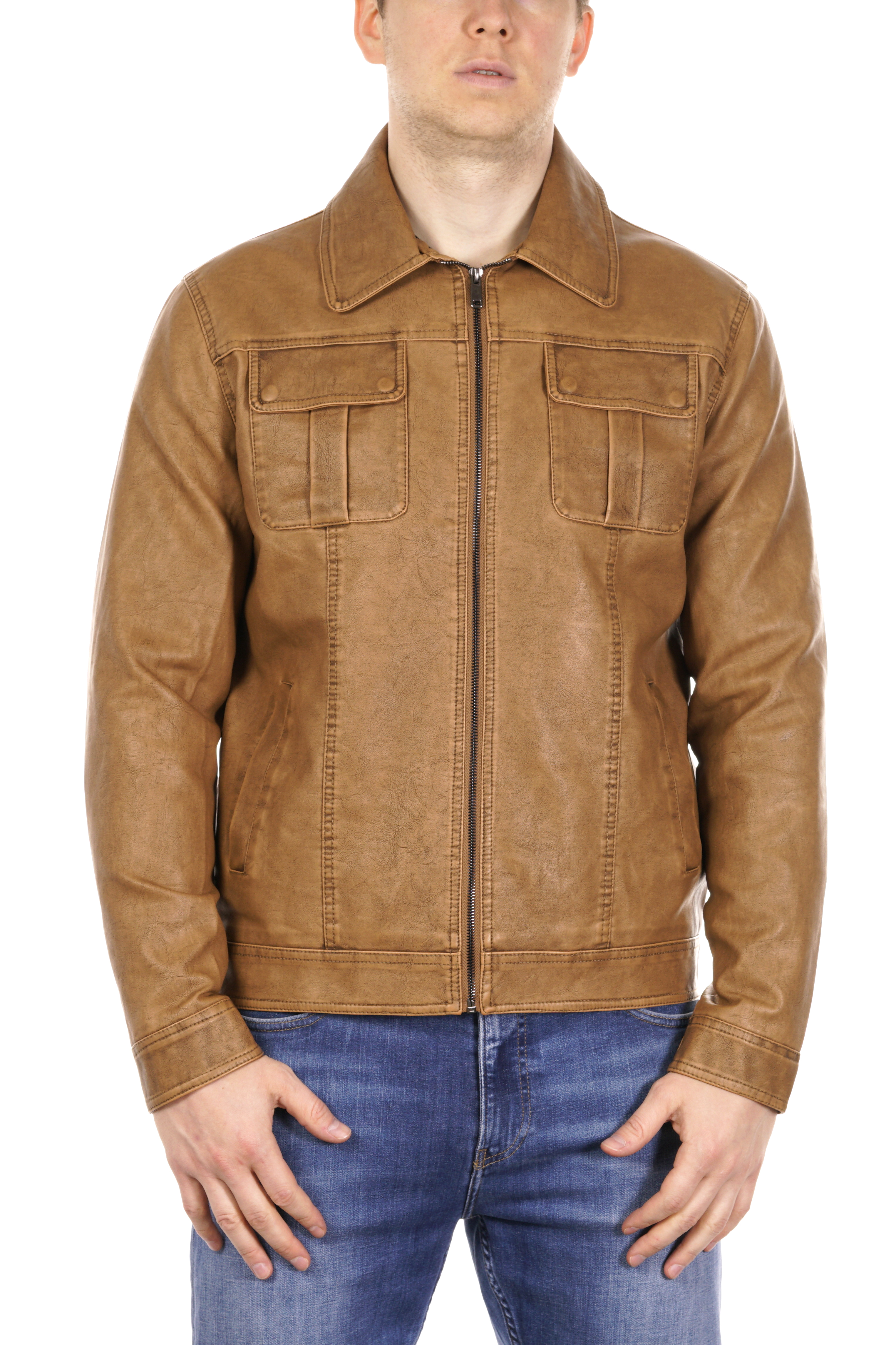 

Кожаная куртка мужская МОСМЕХА 8021862 бежевая 58 RU, 8021862