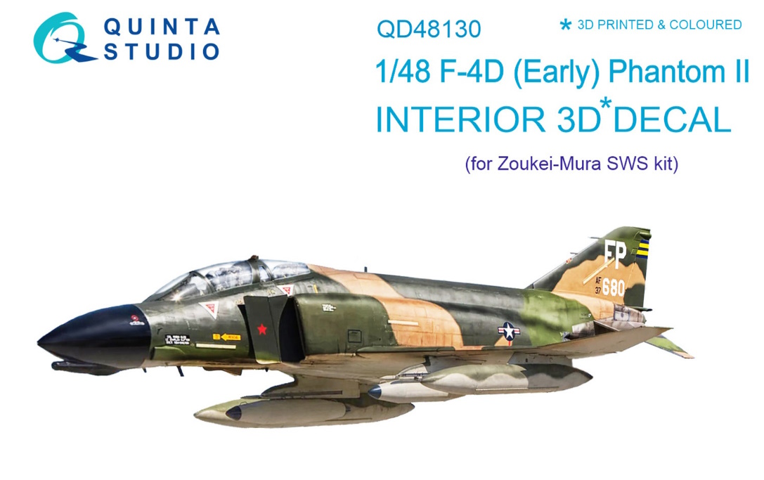 

QD48130 1/48 3D Декаль интерьера кабины F-4D ранний для модели ZM SWS, Цветной