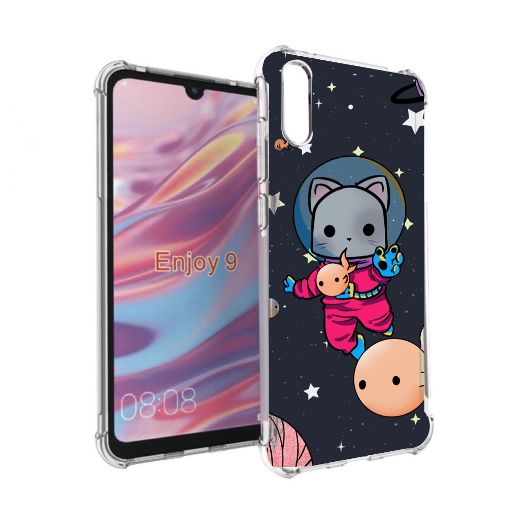 Чехол бампер MyPads котик-с-рыбкой-в-космосе для Huawei Enjoy 9