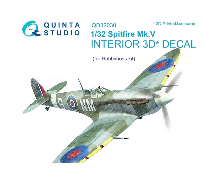 

QD32030 3D Декаль интерьера кабины Spitfire Mk.V для модели Hobbyboss, Цветной