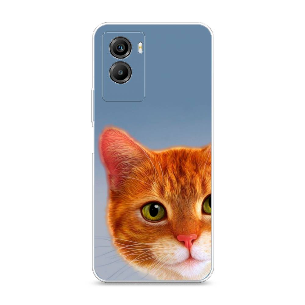 

Чехол на Vivo Y55s 5G "Любопытный котик", Коричневый, 266150-1