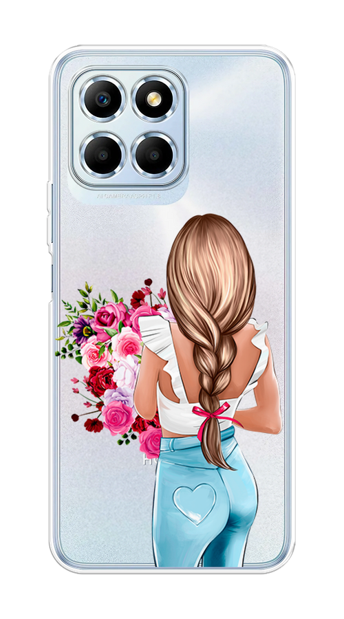 

Чехол на Huawei Honor X6 "Девушка с цветами", Коричневый;розовый;голубой, 6109550-6