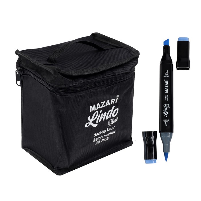 

Набор маркеров худож Mazari LINDO BLACK,48цв., (2ст:кистев1.0./клинов6.2)