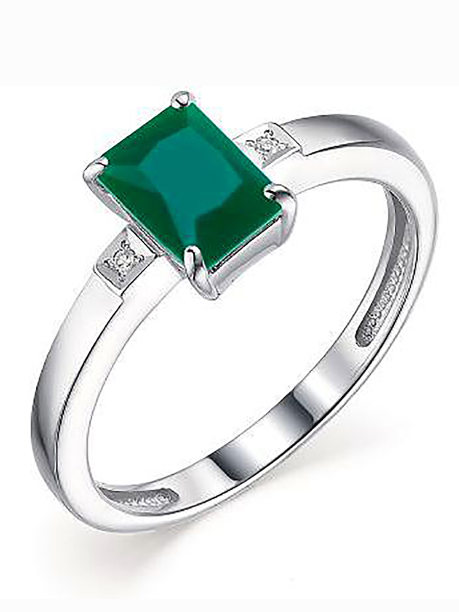 

Кольцо с агатом и бриллиантами из серебра р. 18,5 Алкор серебро 01-1835_БРАГ-00, 01-1835_БРАГ-00