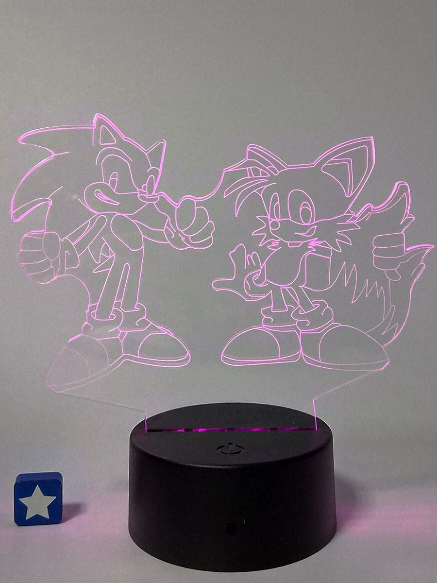 Настольный 3D светильник ночник StarFriend Соник и Tейлз Sonic the Hedgehog usb 16,5 см светильник настольный сенсорное включение 10 вт белый абажур белый tdm electric sq0337 0036