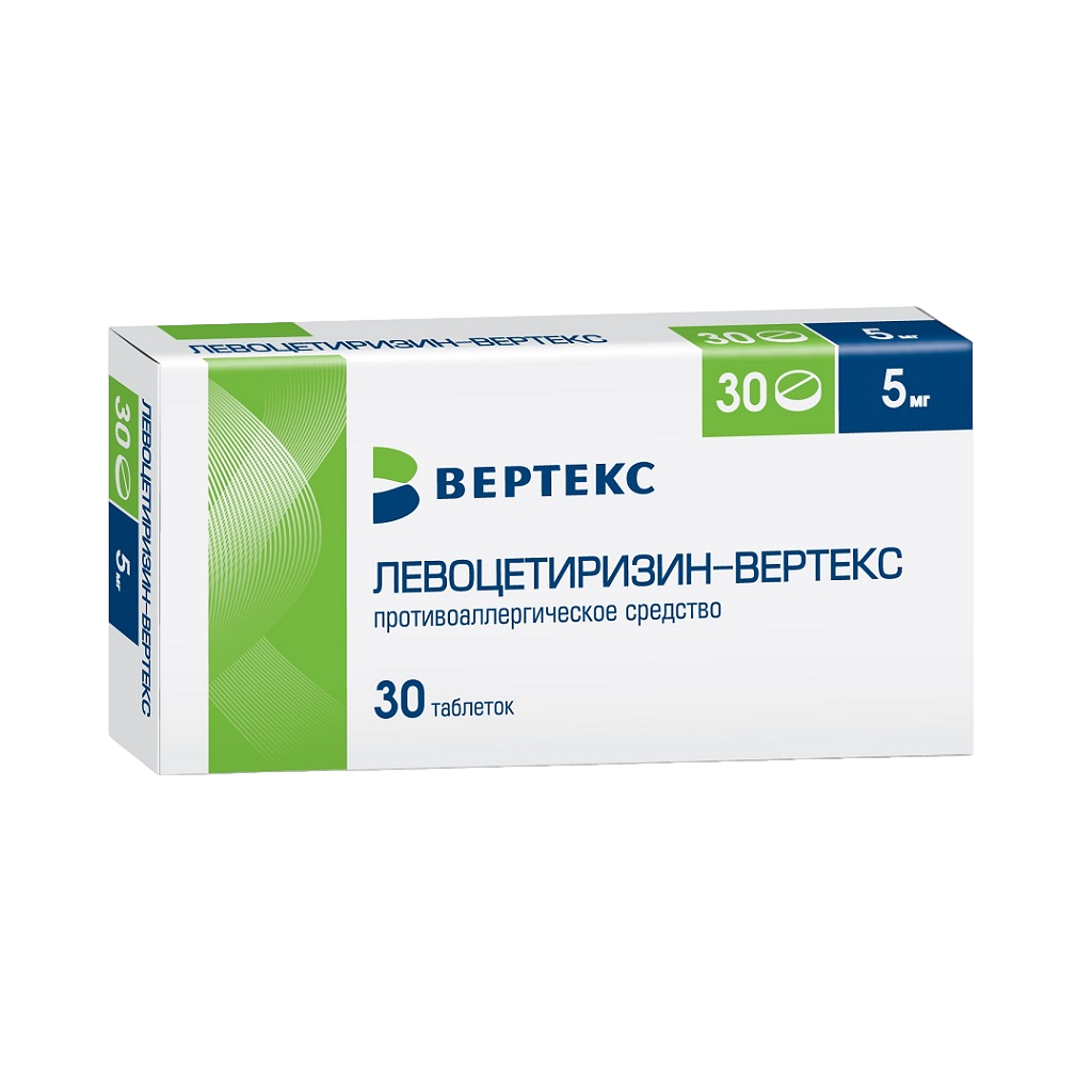Купить Левоцетиризин-Вертекс таблетки 5 мг 30 шт., Vertex