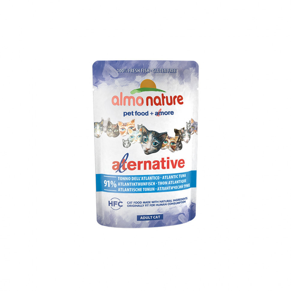Влажный корм для кошек Almo Nature Alternative с тунцом и 91% мяса, 24шт по 55г