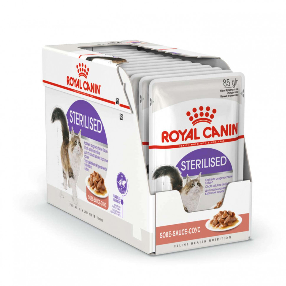 Влажный корм для кошек Royal Canin Sterilised с мясом в соусе, 28шт по 85г