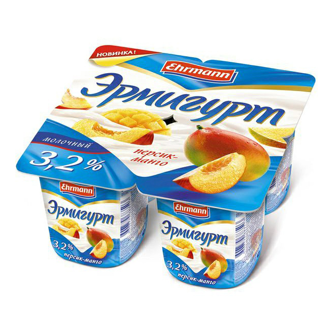 

Йогуртный продукт Эрмигурт молочный персик-манго 3,2% БЗМЖ 115 г