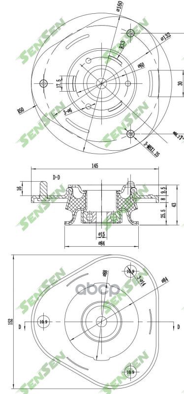 

Опора Амортизатора Переднего Toyota Avensis 03- Sensen арт. M61093