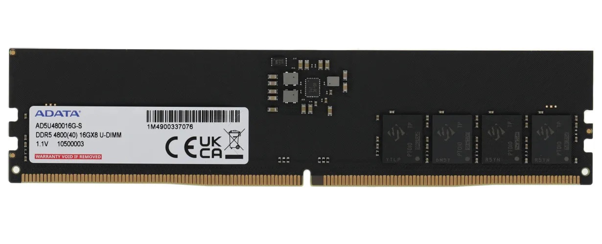 

Оперативная память ADATA (AD5U480016G-S), DDR5 1x16Gb, 4800MHz