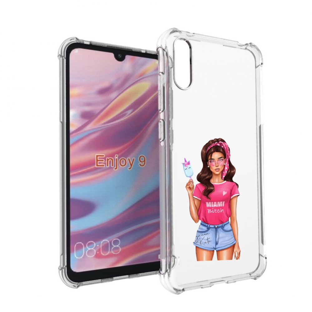 

Чехол бампер MyPads майами-битч женский для Huawei Enjoy 9, Прозрачный, Tocco