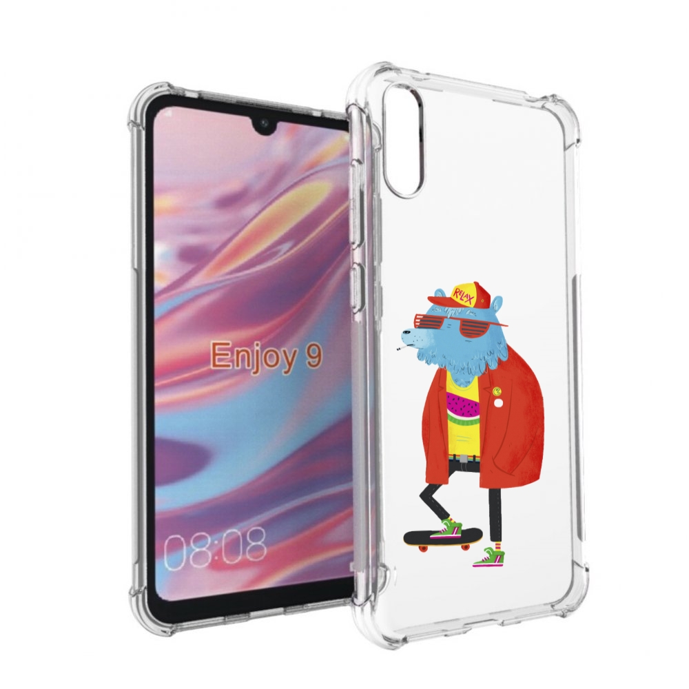 

Чехол бампер MyPads медведь на скейте для Huawei Enjoy 9, Прозрачный, Tocco