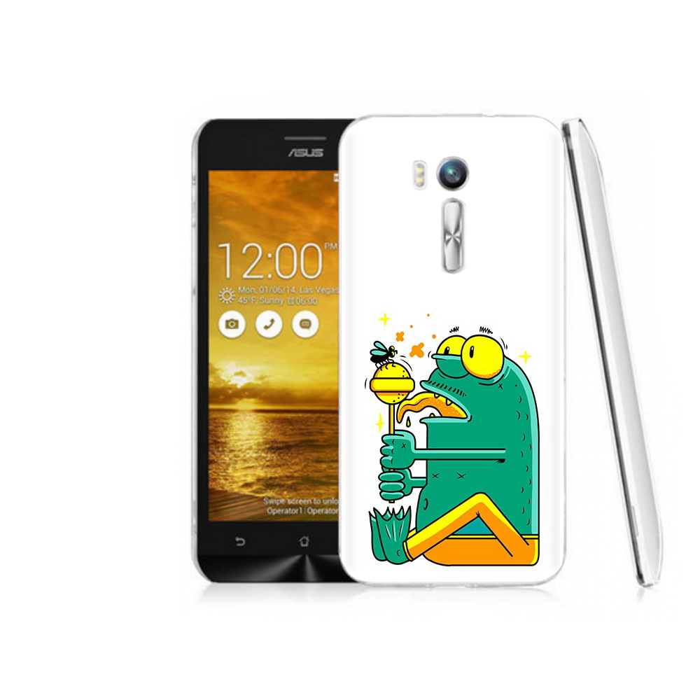 

Чехол MyPads Tocco для Asus ZenFone Go (ZB551KL) Зеленая лягушка с чупа чупсом, Прозрачный, Tocco