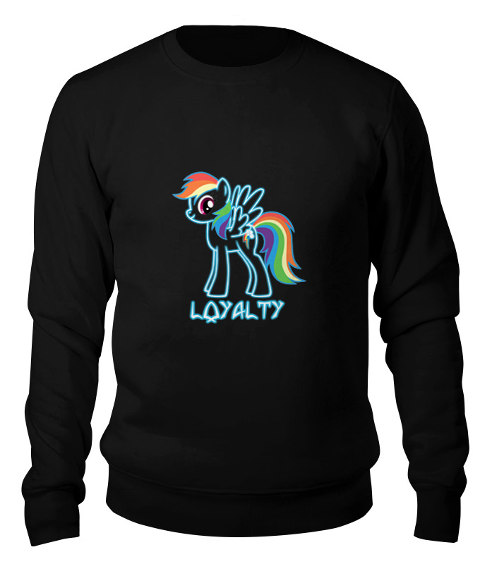 

Свитшот унисекс Printio Mlp neon rainbow dash черный S, Mlp neon rainbow dash