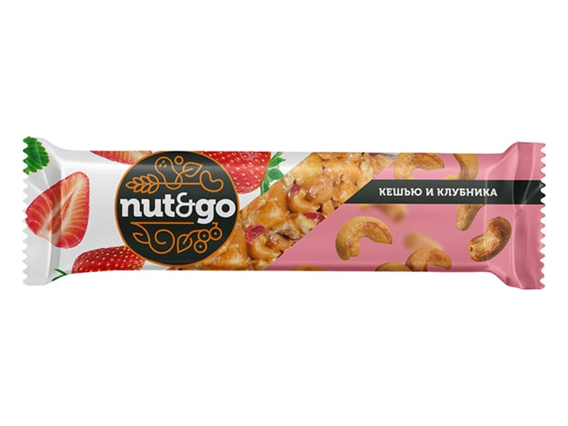 Батончик Nut&Go орехово-ягодный кешью-клубника 36 г Россия