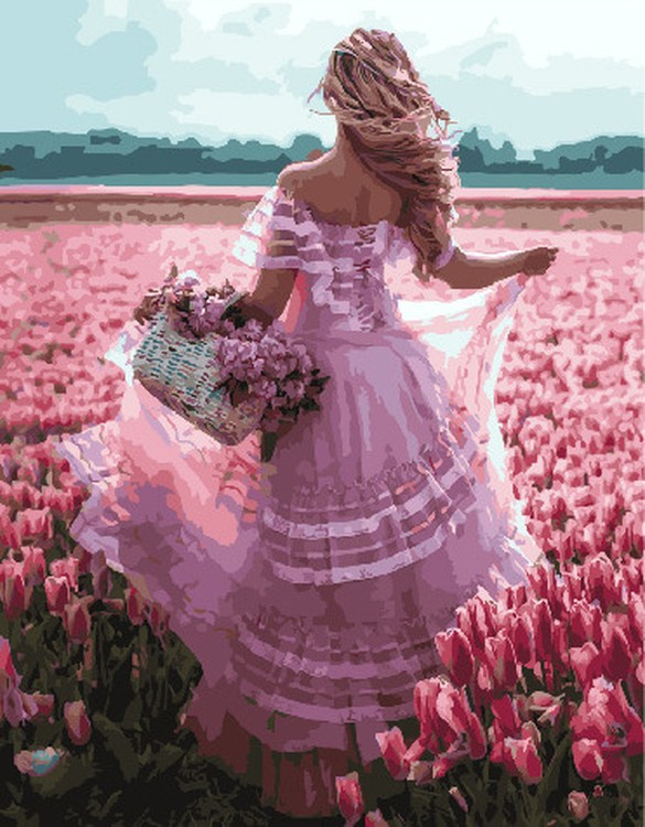 фото Живопись по номерам paintboy девушка в цветочном поле 40x50