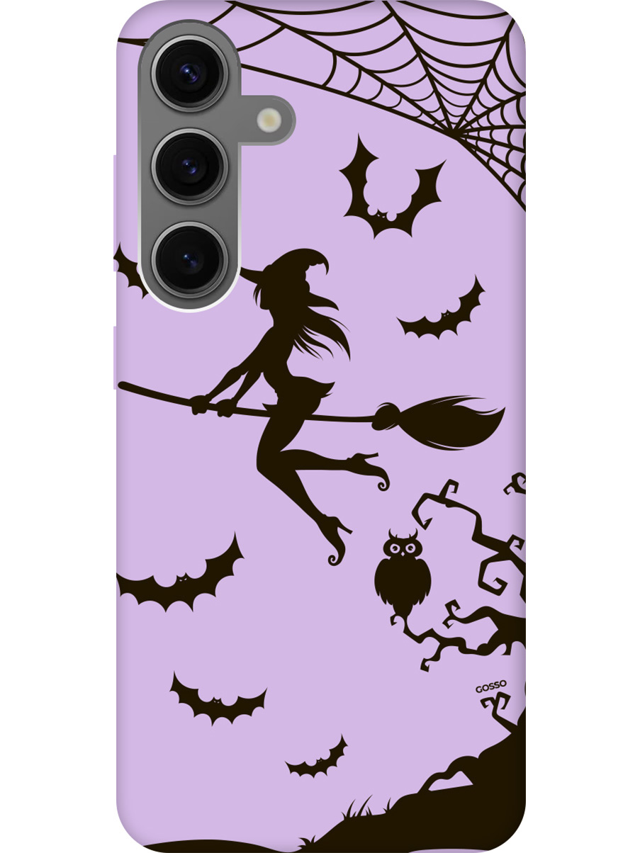 

Чехол на Samsung Galaxy S24 "Witch on a Broomstick" Soft Touch сиреневый, Фиолетовый;черный, 20011918