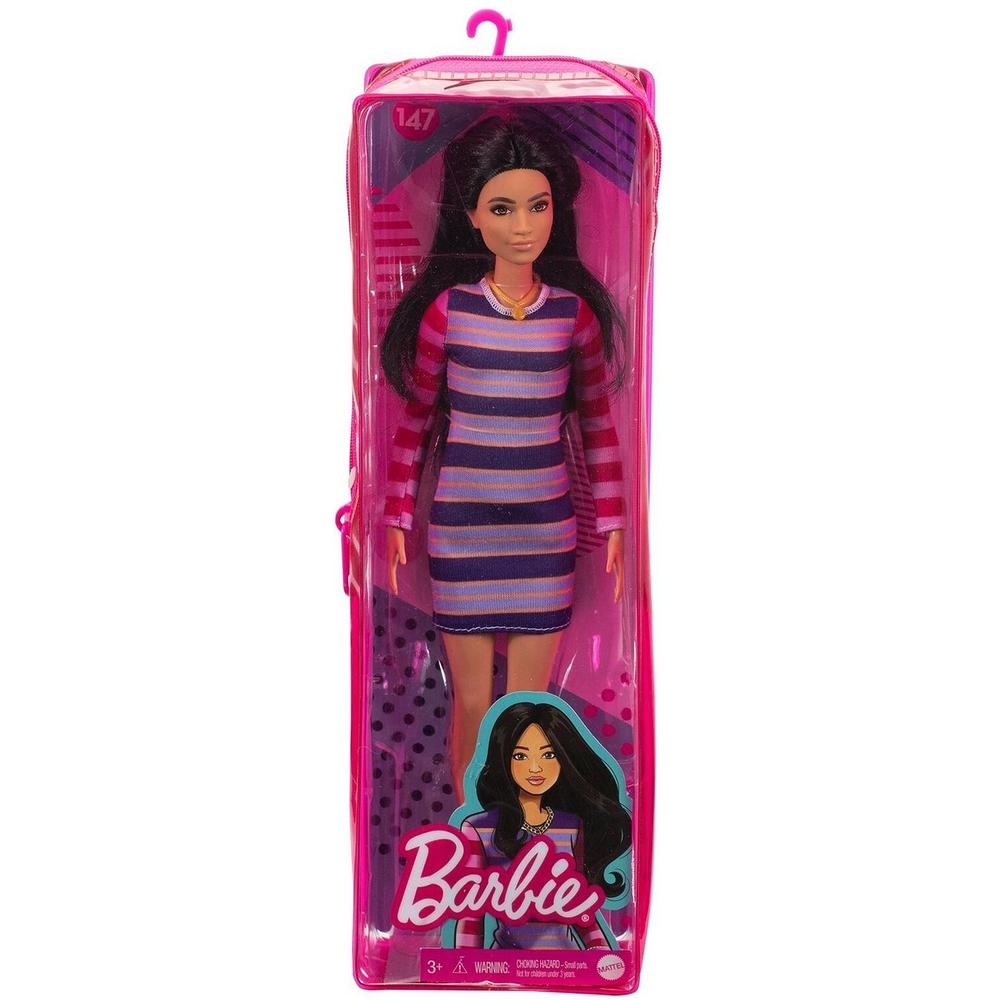 Кукла Mattel Barbie Игра с модой FBR37 GYB02 брюнетка полосатое платье