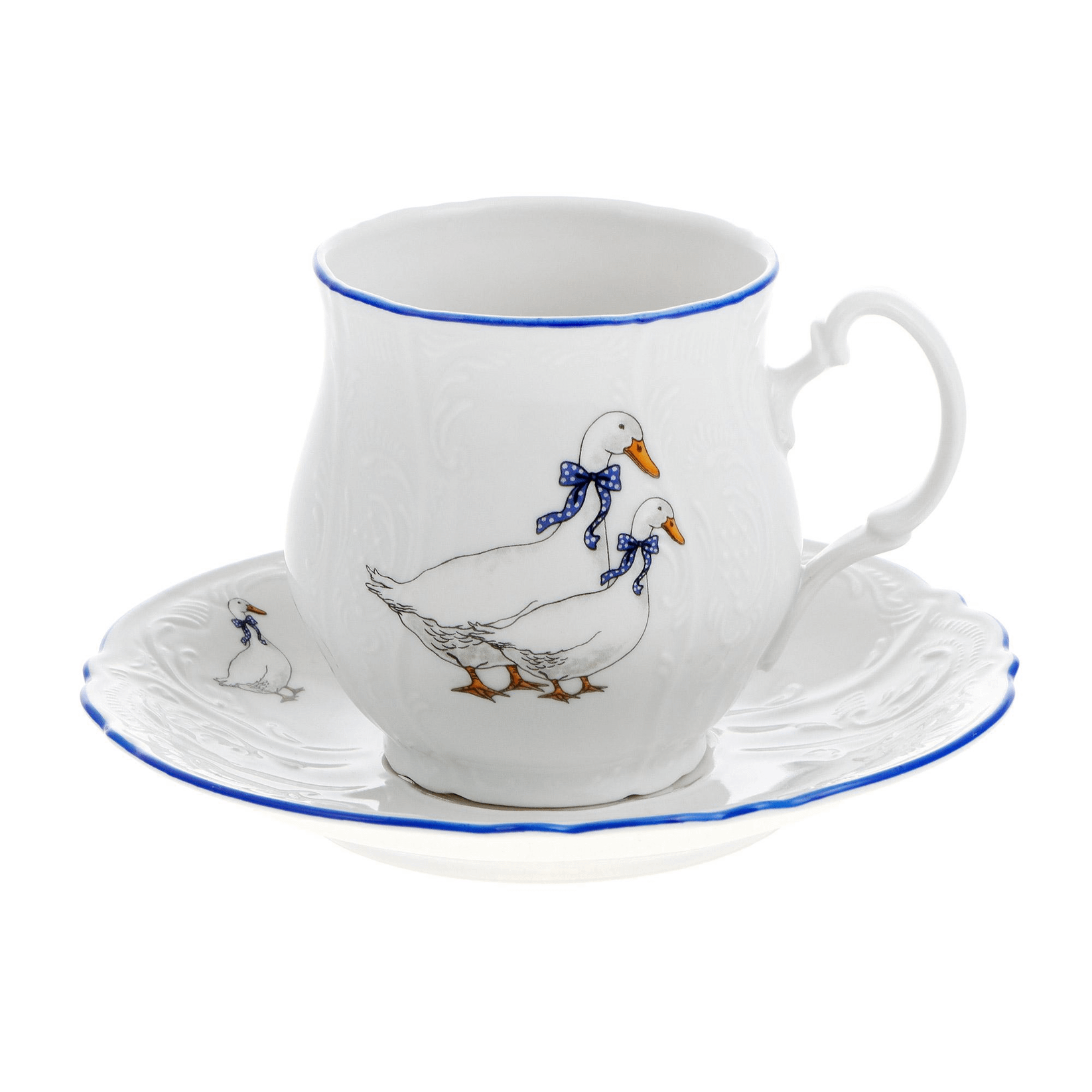 фото Чашка для чая 310 мл с блюдцем 160 мм; "bernadotte", декор "гуси"