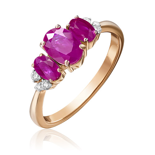 

Кольцо из золота с рубином/бриллиантом р. 18 PLATINA jewelry 01-1295-00-107-1110-30, 01-1295-00-107-1110-30