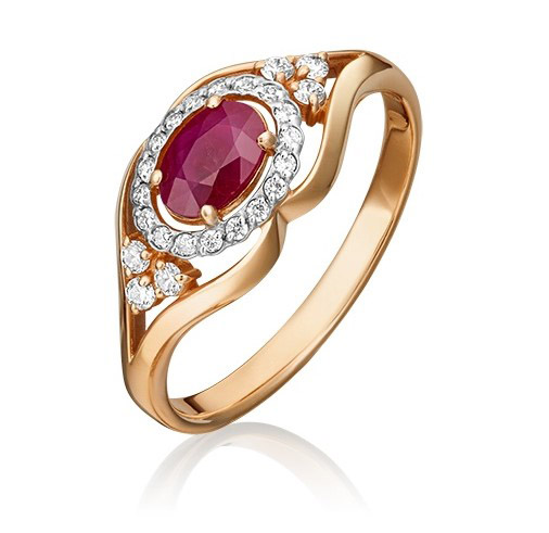 

Кольцо из золота р. 17 PLATINA jewelry 01-1307-00-107-1110-30, рубин\бриллиант, 01-1307-00-107-1110-30