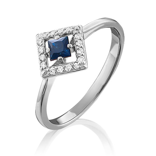 

Кольцо из золота р. 17,5 PLATINA jewelry 01-1508-00-105-1120-30, сапфир\бриллиант, 01-1508-00-105-1120-30