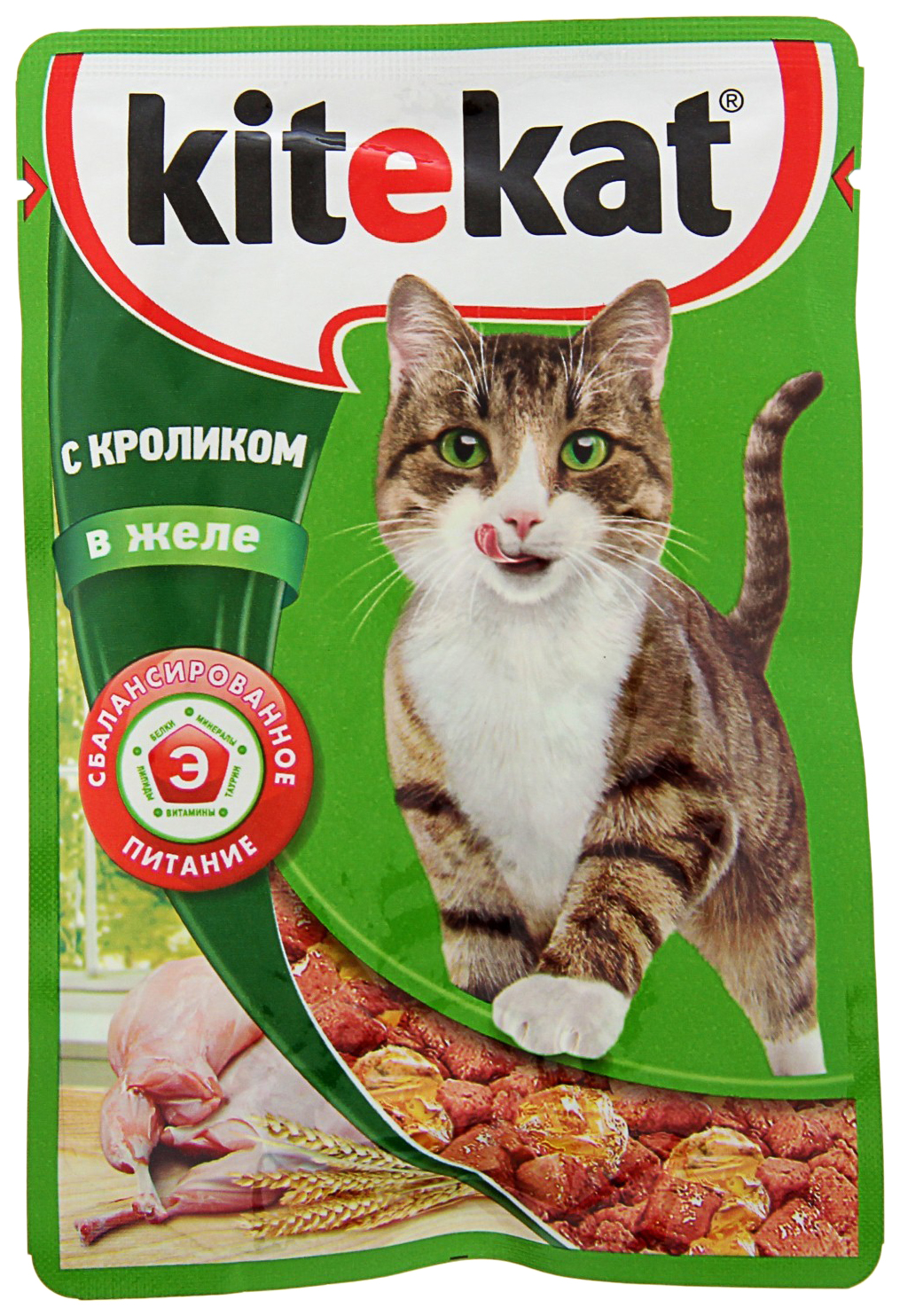 фото Влажный корм для кошек kitekat с кроликом в желе, 85 г