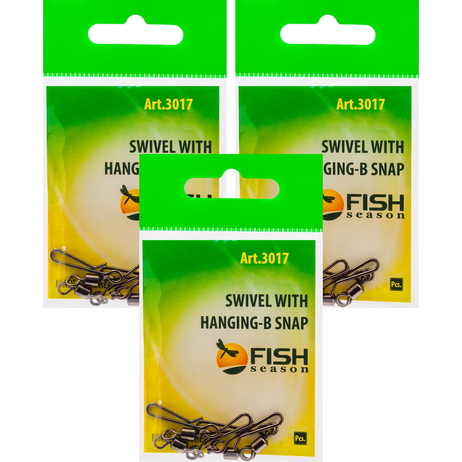 

Вертлюжки с быстросъём застёж Fish Season SWIWEL w/HANGING-B Snap 3017 , 5кг 21шт/3 уп, Черный, w/HANGING-B new 22