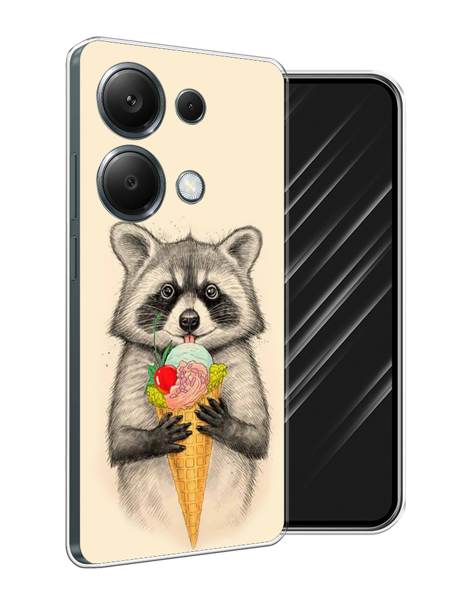 

Чехол Awog на Xiaomi Redmi Note 13 Pro 4G "Енот с мороженым", Бежевый;серый, 321650-1
