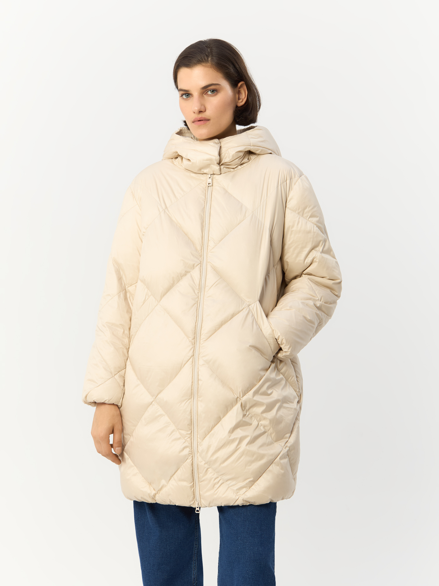

Пуховик женский GEOX W3626JT2562F1723 бежевый 44 EU, Tahina