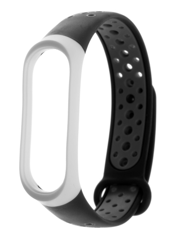 Ремешок Luazon для Xiaomi Mi Band 3 / 4 Perforated Black-Grey 4780575