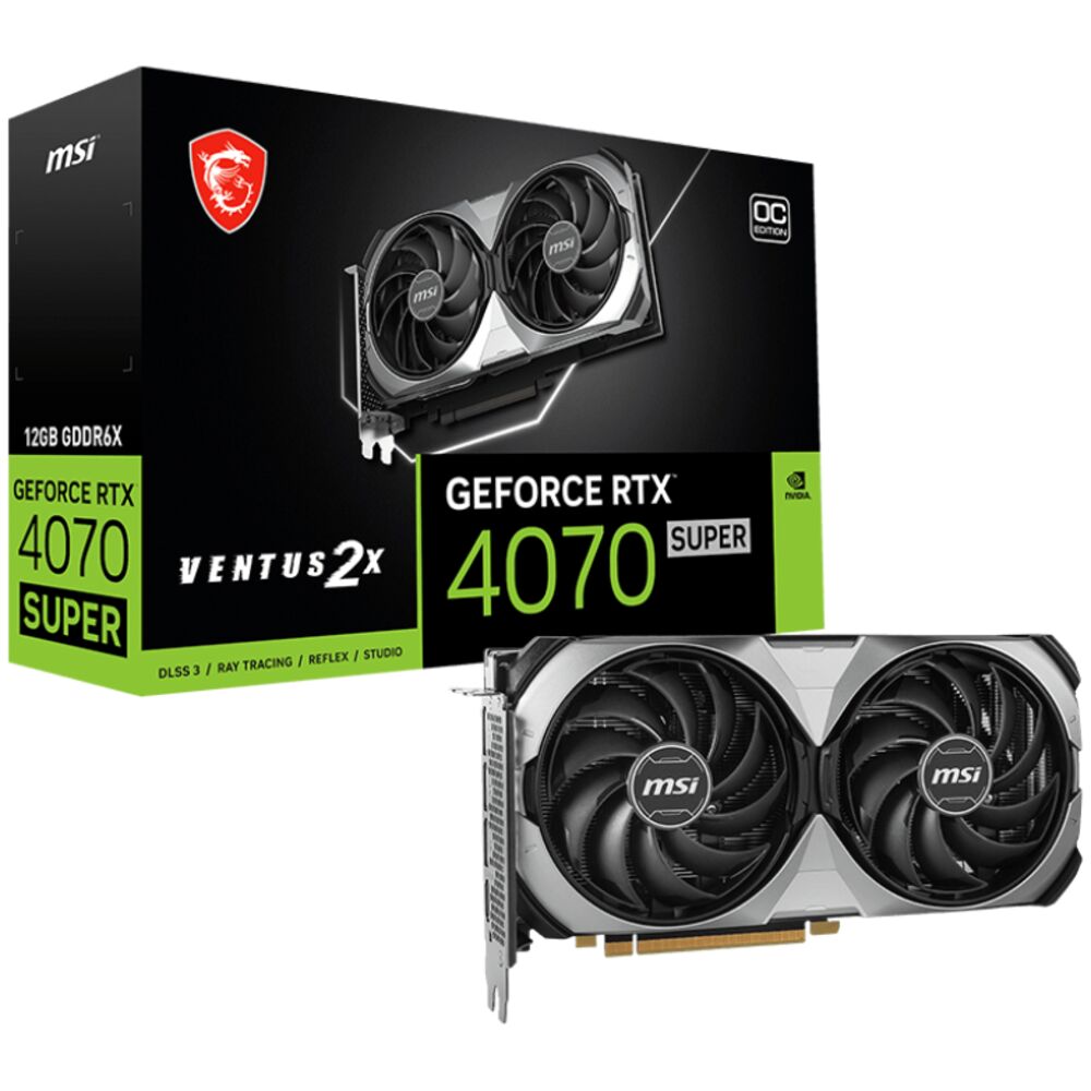 

Видеокарта MSI Super Ventus 2X RTX4070Gb OC [RTX 4070 Super 12G Ventus 2X OC], Radeon RTX 4070 Super Ventus 2X OC