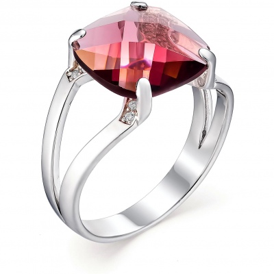 

Кольцо с родолитом и фианитами из серебра р. 19 Алкор серебро 01-0634_0РДК-00, 01-0634_0РДК-00