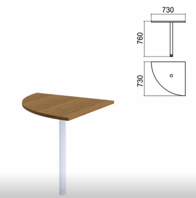 фото Стол приставной угловой арго 730х730 мм без опоры орех