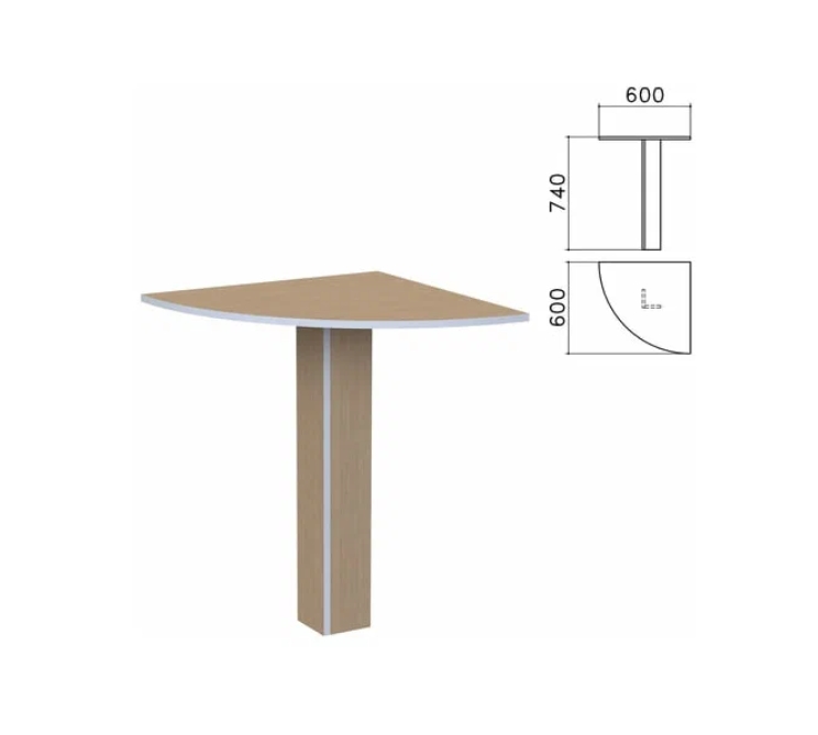 фото Стол приставной угловой бюджет 600х600х740 мм орех онтарио 402664-160