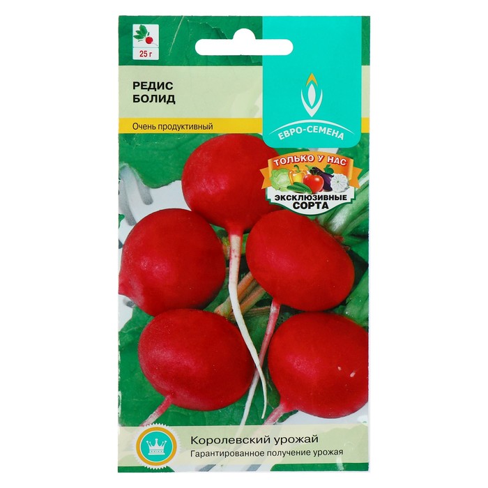 

Семена Редис Болид раннеспелый, круглый, красный 2 г.