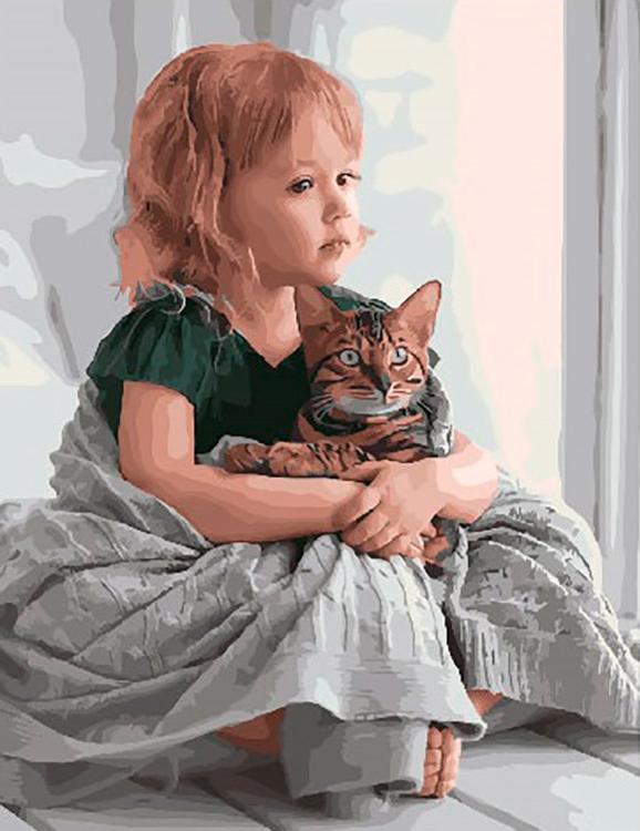 Живопись по номерам Paintboy В обнимку с котом 40x50