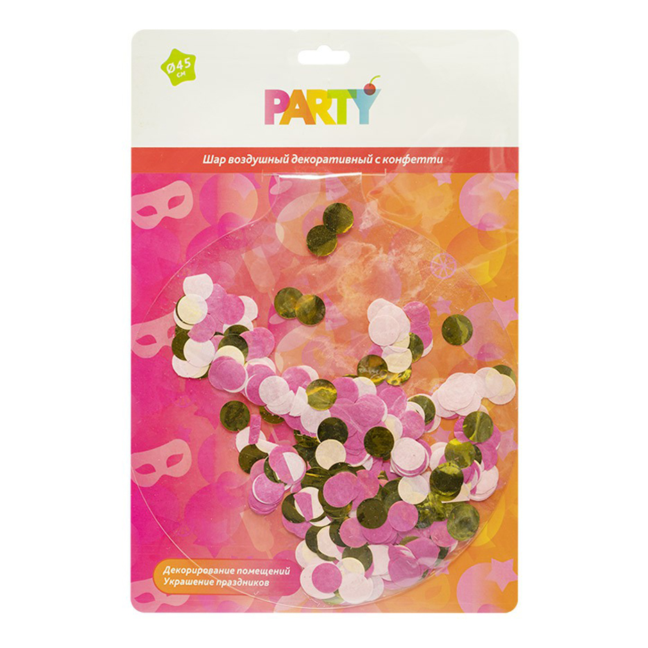 Воздушный шар Party декоративный с конфетти 45 см в ассортименте