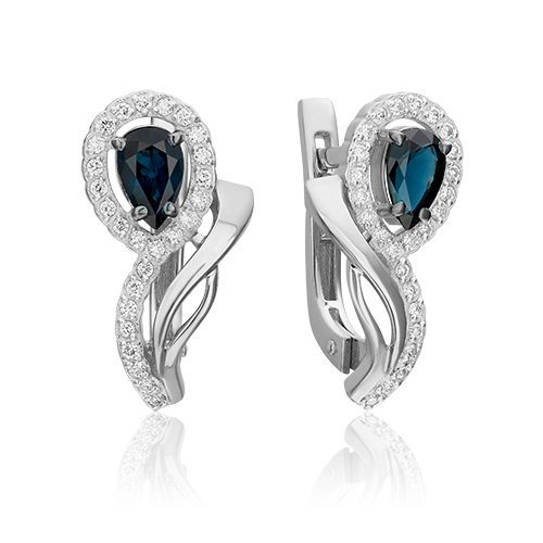

Серьги из белого золота с сапфиром/бриллиантом PLATINA jewelry 02-0174-00-105-1120-30, 02-0174-00-105-1120-30