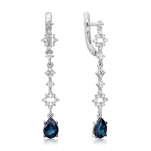 

Серьги из белого золота с сапфиром/бриллиантом PLATINA jewelry 02-0655-00-105-1120-30, 02-0655-00-105-1120-30
