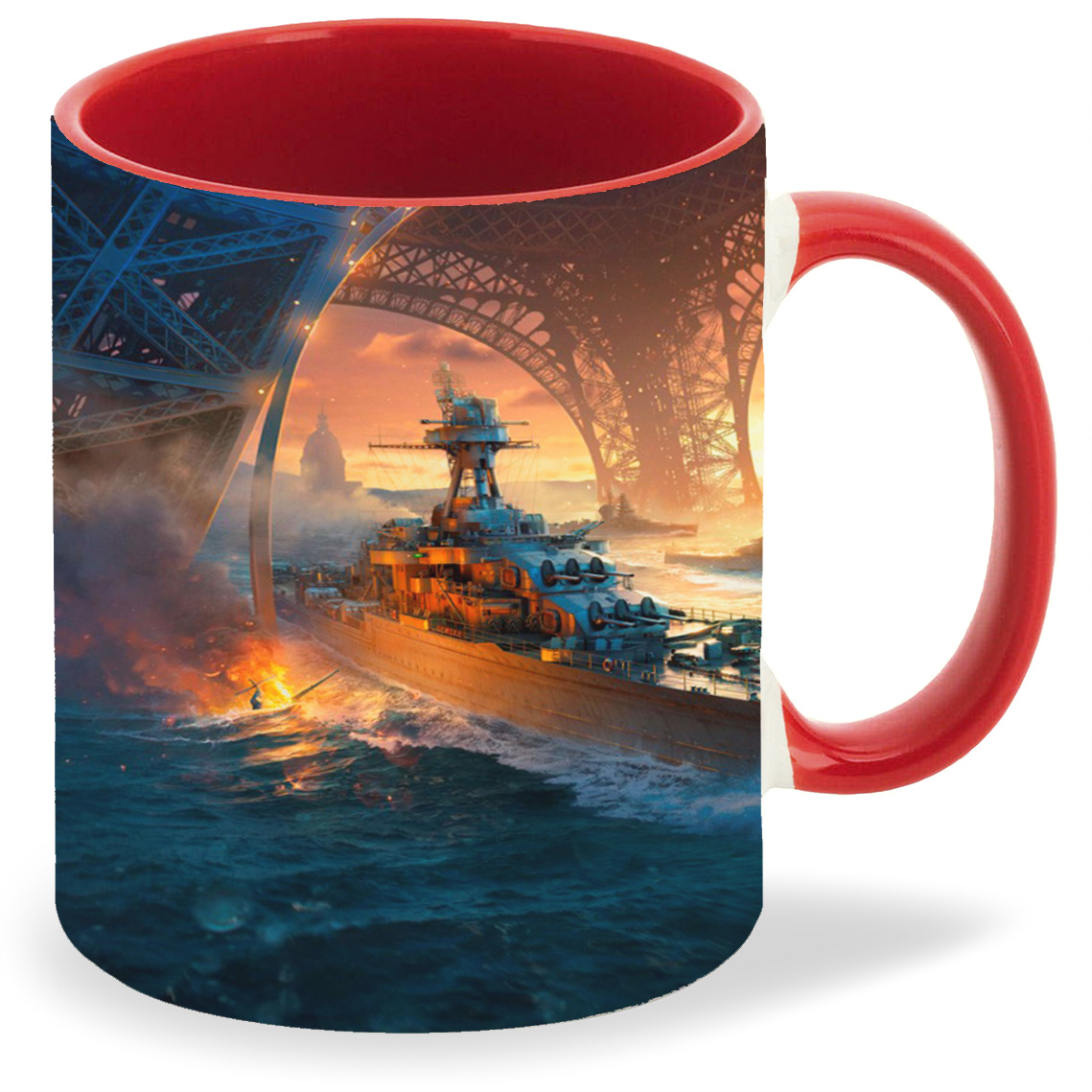 фото Кружка coolpodarok вов корабли world of warchips (корабль плывёт под эйфелевой башней)