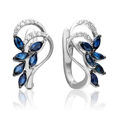 

Серьги из белого золота с сапфиром/бриллиантом PLATINA jewelry 02-0742-00-105-1120-30, 02-0742-00-105-1120-30